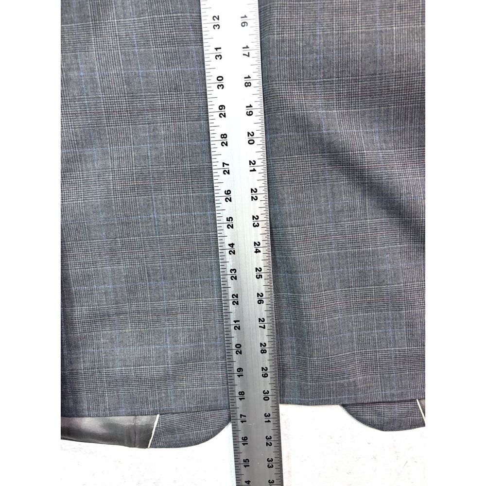 vtg 90s Andre Villard 44S 38x27 2pc Pant Suit Wool Gray Glen Plaid Pleated - Picture 10 of 16